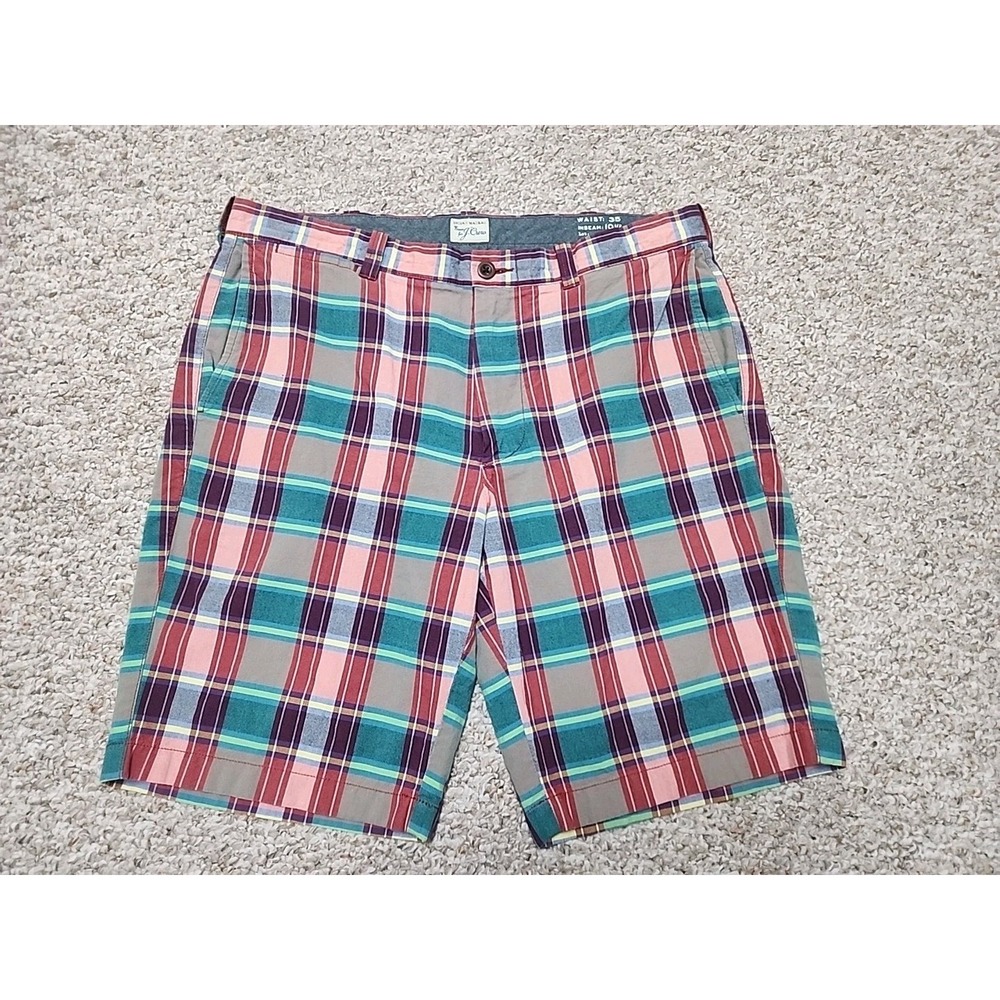 J. Crew Men' India Madras Cotton Plaid Chino Shorts Multicolor 35 X 10 G1918